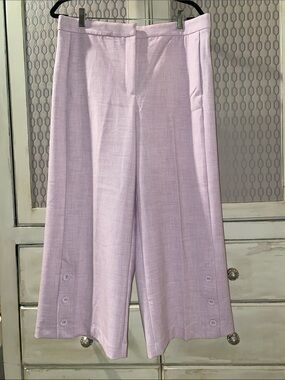 Ann Taylor Pale Pink Wide-Leg Cropped Pants